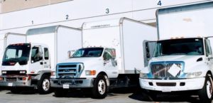 three-white-trucks-loading-bay